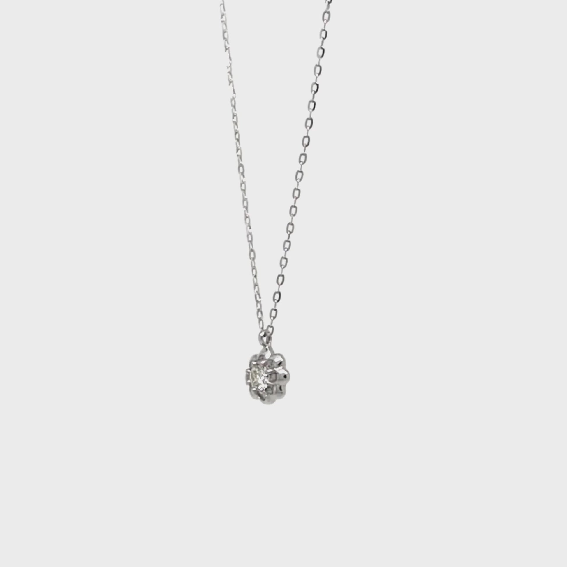 10K Diamond Necklace [Flille Swirl] (White Gold) - Product Video
