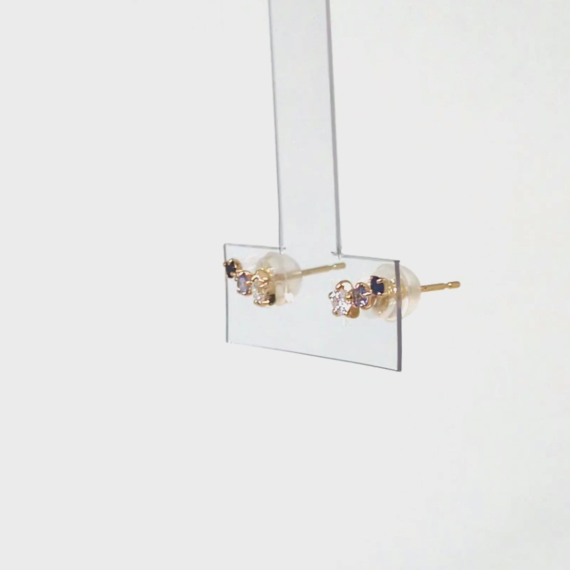 18K/10K Sapphire Moissanite Earrings [Milky Way] (Yellow Gold) - Product Video
