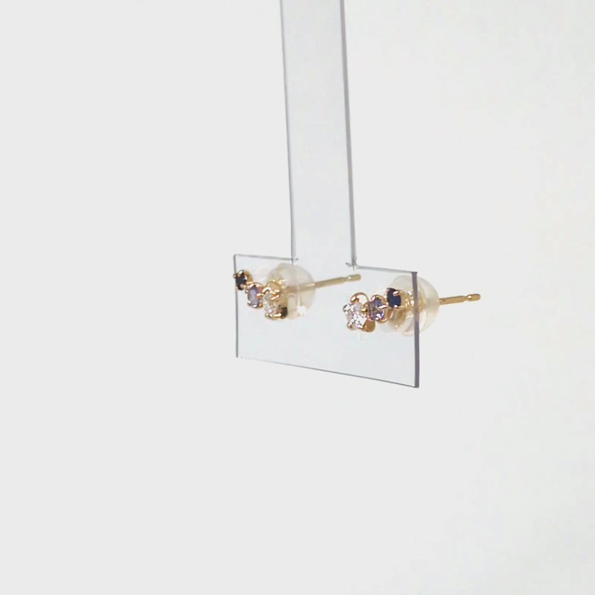 18K/10K Sapphire Moissanite Earrings [Milky Way] (Yellow Gold) - Product Video