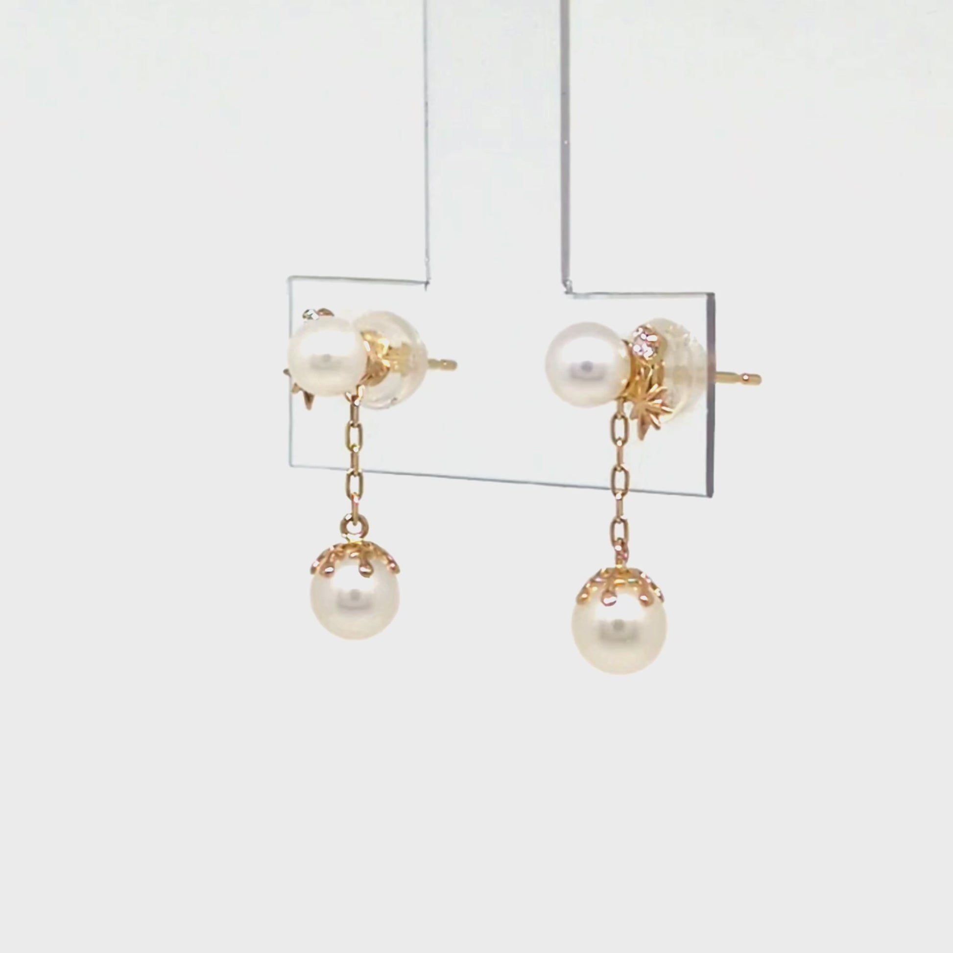18K/10K Freshwater Pearl 2Way Earrings [Luminous] (Yellow Gold) - Product Video
