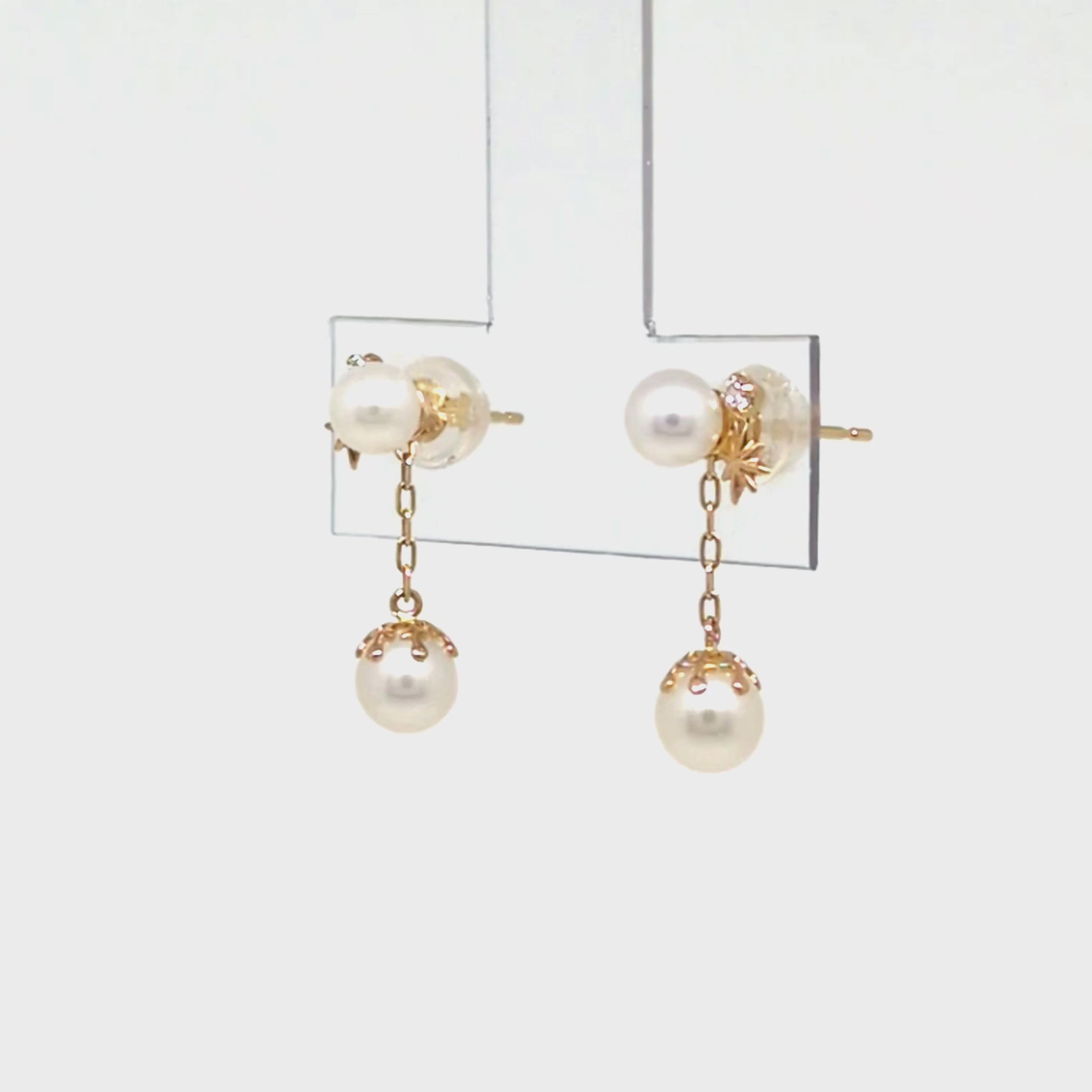 18K/10K Freshwater Pearl 2Way Earrings [Luminous] (Yellow Gold) - Product Video