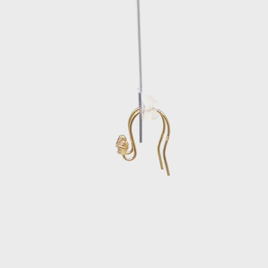 [Palette] 10K Blue Moonstone Wire Base Earrings (Yellow Gold) - Product Video