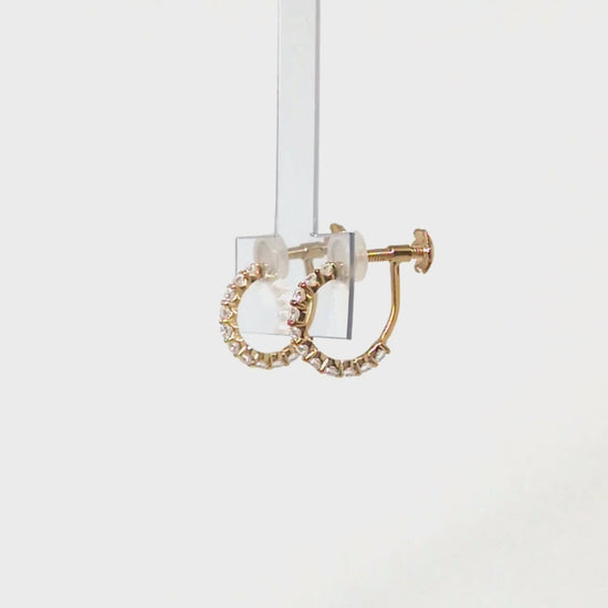 10K Moissanite Melee Hoop Clip-On Earrings (Yellow Gold) - Product Video