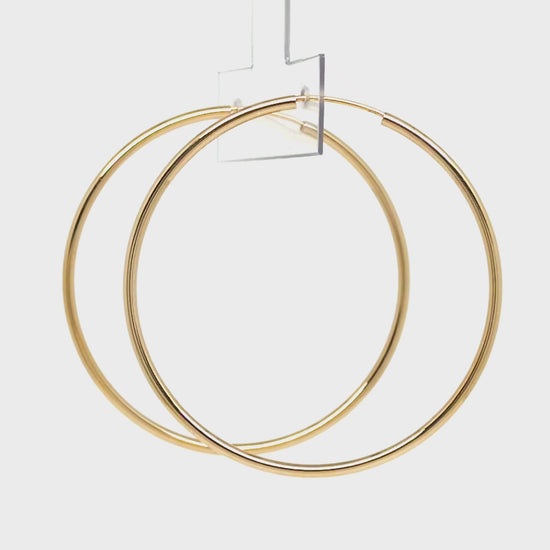 10K Seamless Pipe Hoop Earrings [40mm] (Yellow Gold) - Product Video