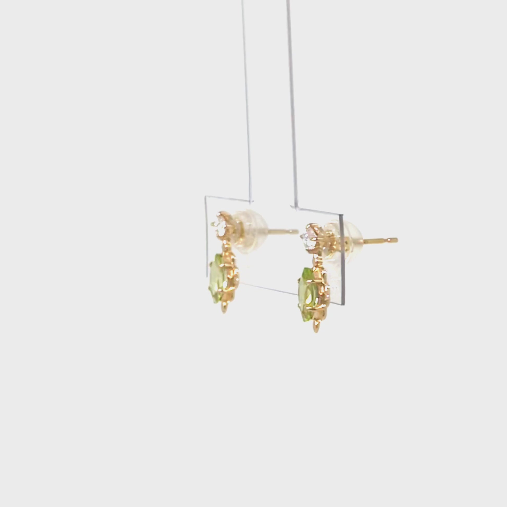 18K/10K Peridot and Moissanite Earrings [Nebula] (Yellow Gold) - Product Video