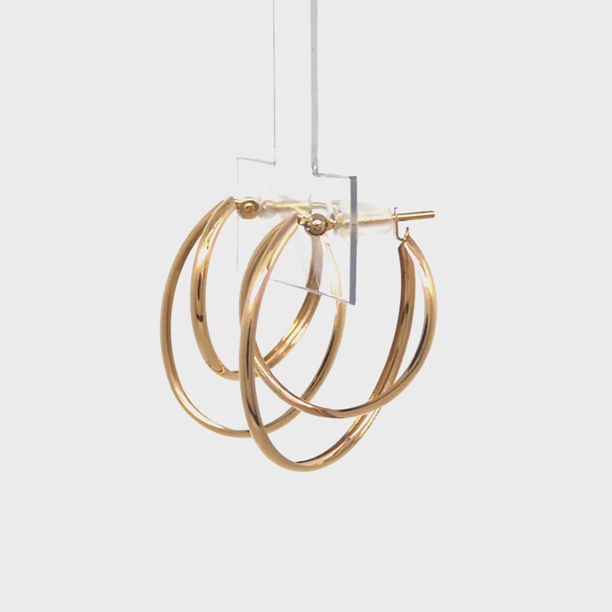 18K/10K Thin Line Double Hoop Earrings (Yellow Gold) - Product Video