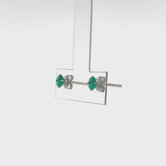 [Second Earrings] Platinum Green Agate Earrings [4mm] - Product Video