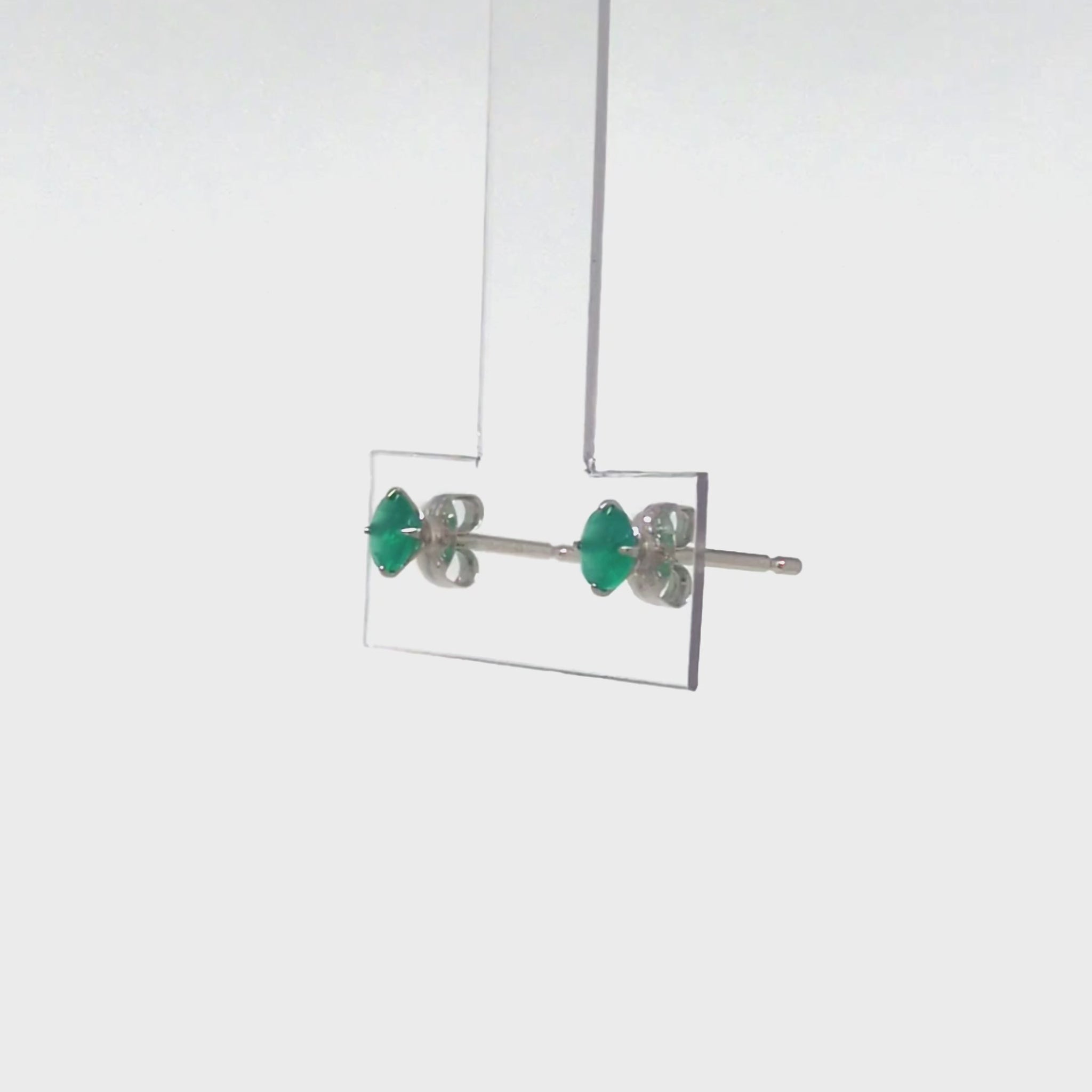 [Second Earrings] Platinum Green Agate Earrings [4mm] - Product Video