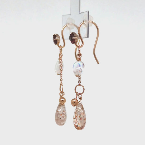 [Palette] Gold Filled Oregon Sunstone Charm Set Earrings [Radiance] (Large Link) - Product Video