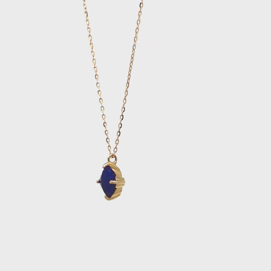 10K Lapis Lazuli Lily Cut Necklace (Yellow Gold) - Product Video