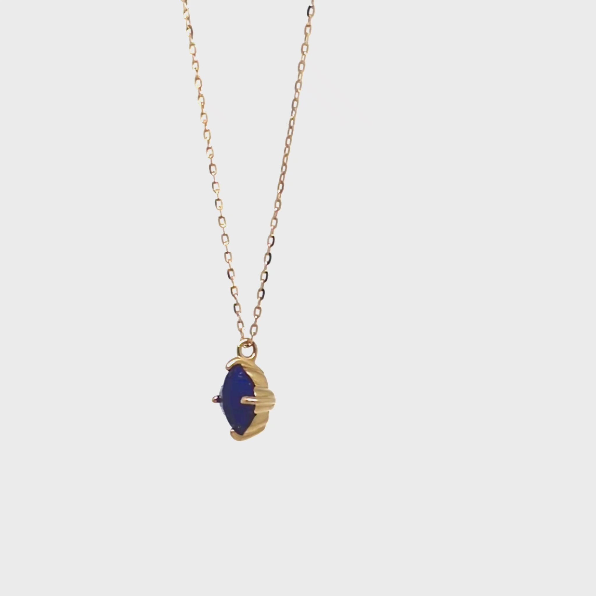 10K Lapis Lazuli Lily Cut Necklace (Yellow Gold) - Product Video