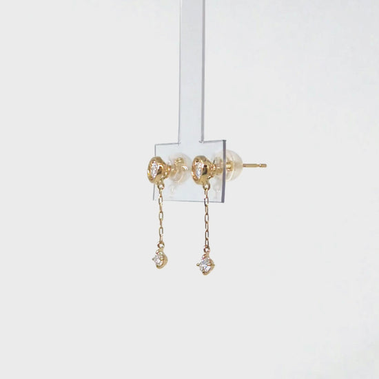 18K/10K Moissanite Solitaire Swinging Earrings (Yellow Gold) - Product Video
