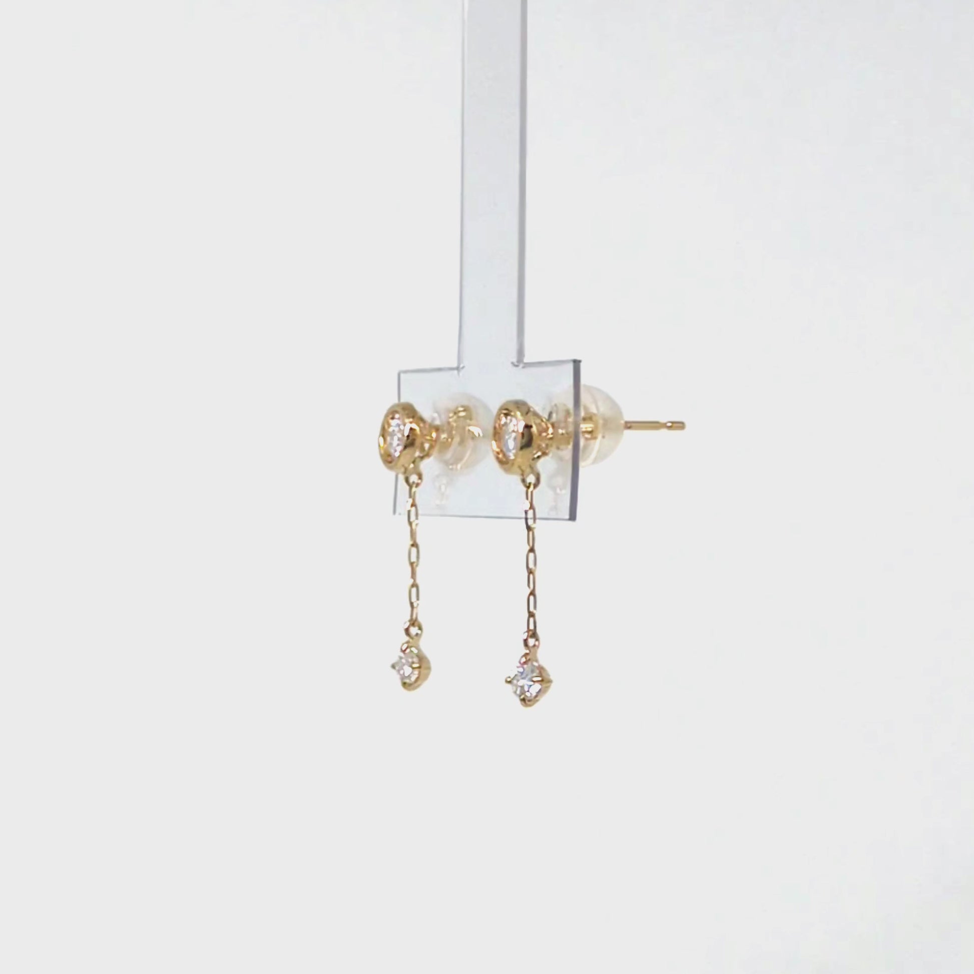 18K/10K Moissanite Solitaire Swinging Earrings (Yellow Gold) - Product Video