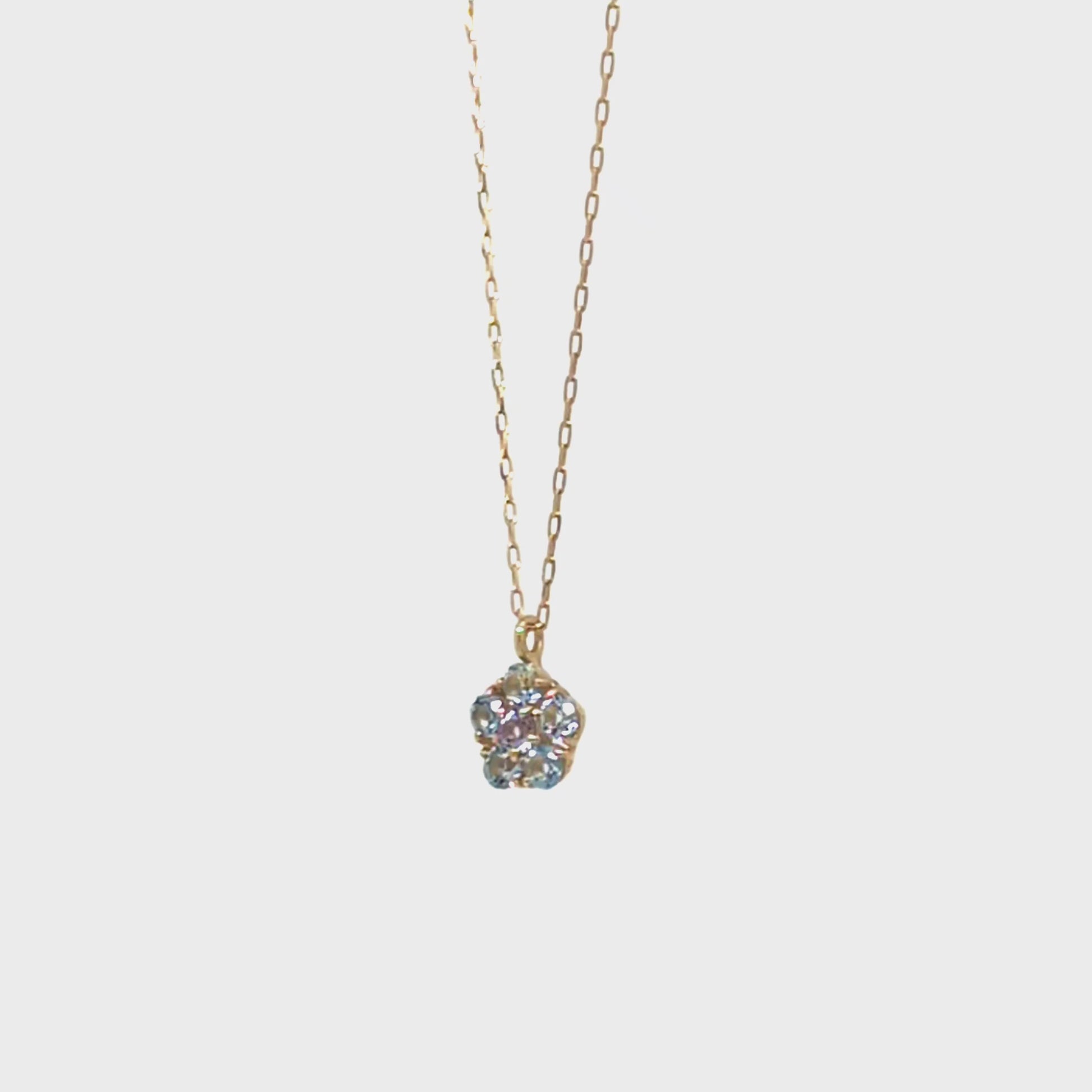 10K Blue Topaz Necklace [Pansy] (Yellow Gold) - Product Video