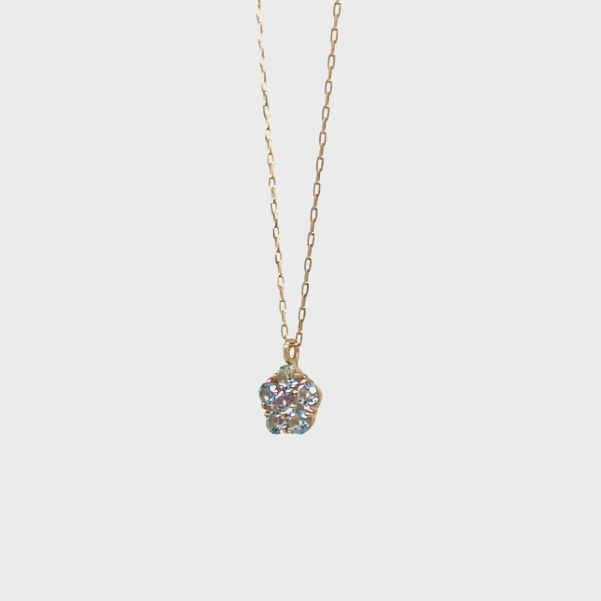 10K Blue Topaz Necklace [Pansy] (Yellow Gold) - Product Video