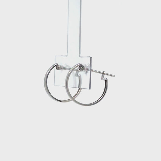 14K/10K Simple Hoop Earrings (White Gold) - Product Video