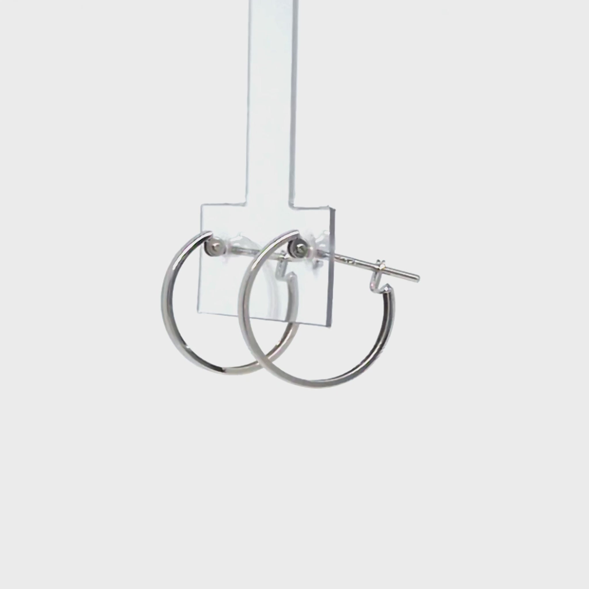 14K/10K Simple Hoop Earrings (White Gold) - Product Video