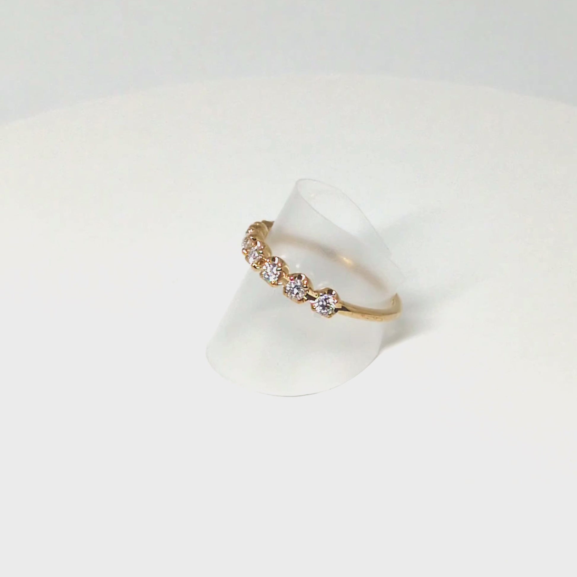 10K Moissanite Half Eternity 7-Stone Pinky Ring (Yellow Gold) - Product Video