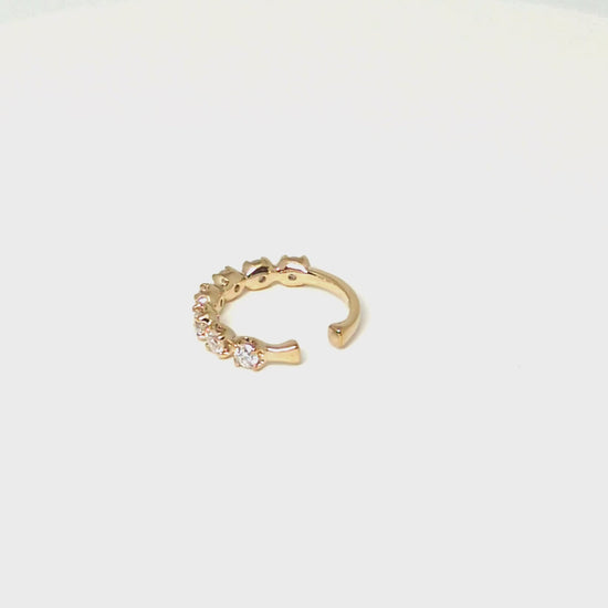 10K Moissanite Radiant Ear Cuff (Yellow Gold) - Product Video