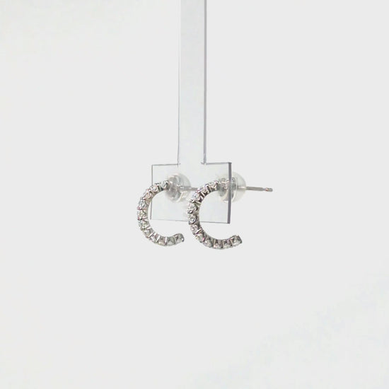 14K/10K Moissanite Melee Crescent Earrings (White Gold) - Product Video