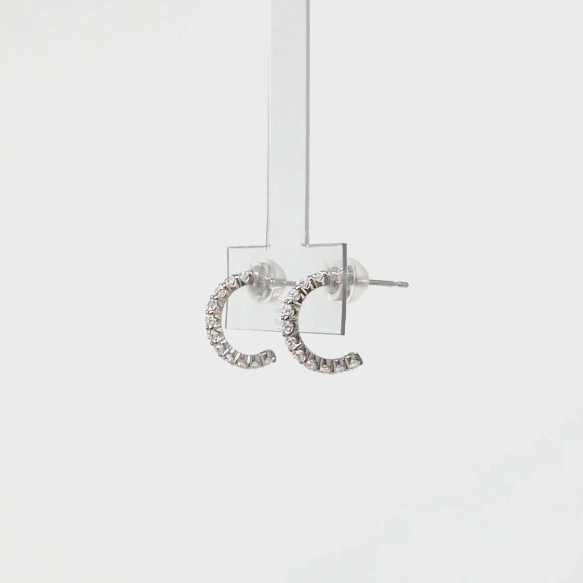 14K/10K Moissanite Melee Crescent Earrings (White Gold) - Product Video
