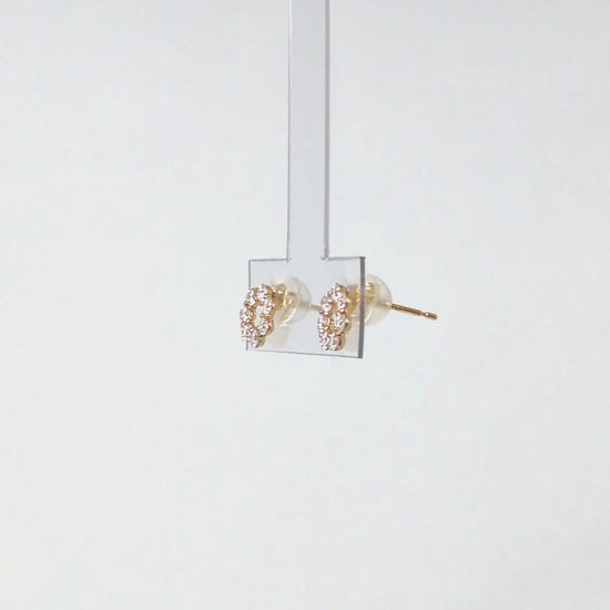 18K/10K Moissanite Circle Flower Earrings (Yellow Gold) - Product Video