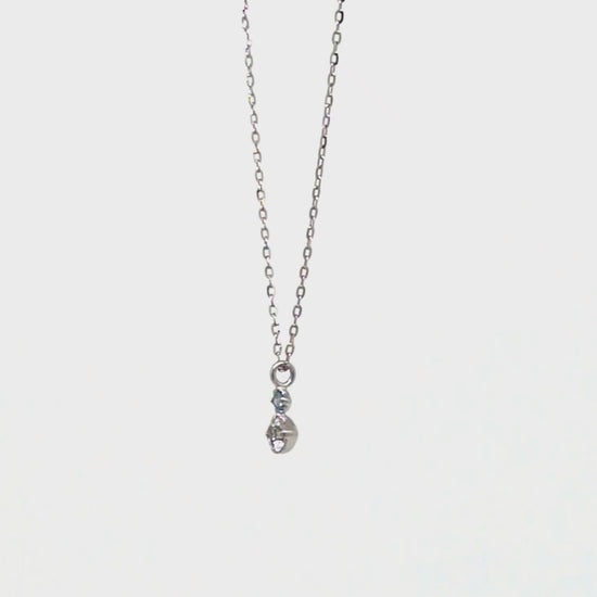 10K Diamond White Topaz Simple Necklace (White Gold) - Product Video