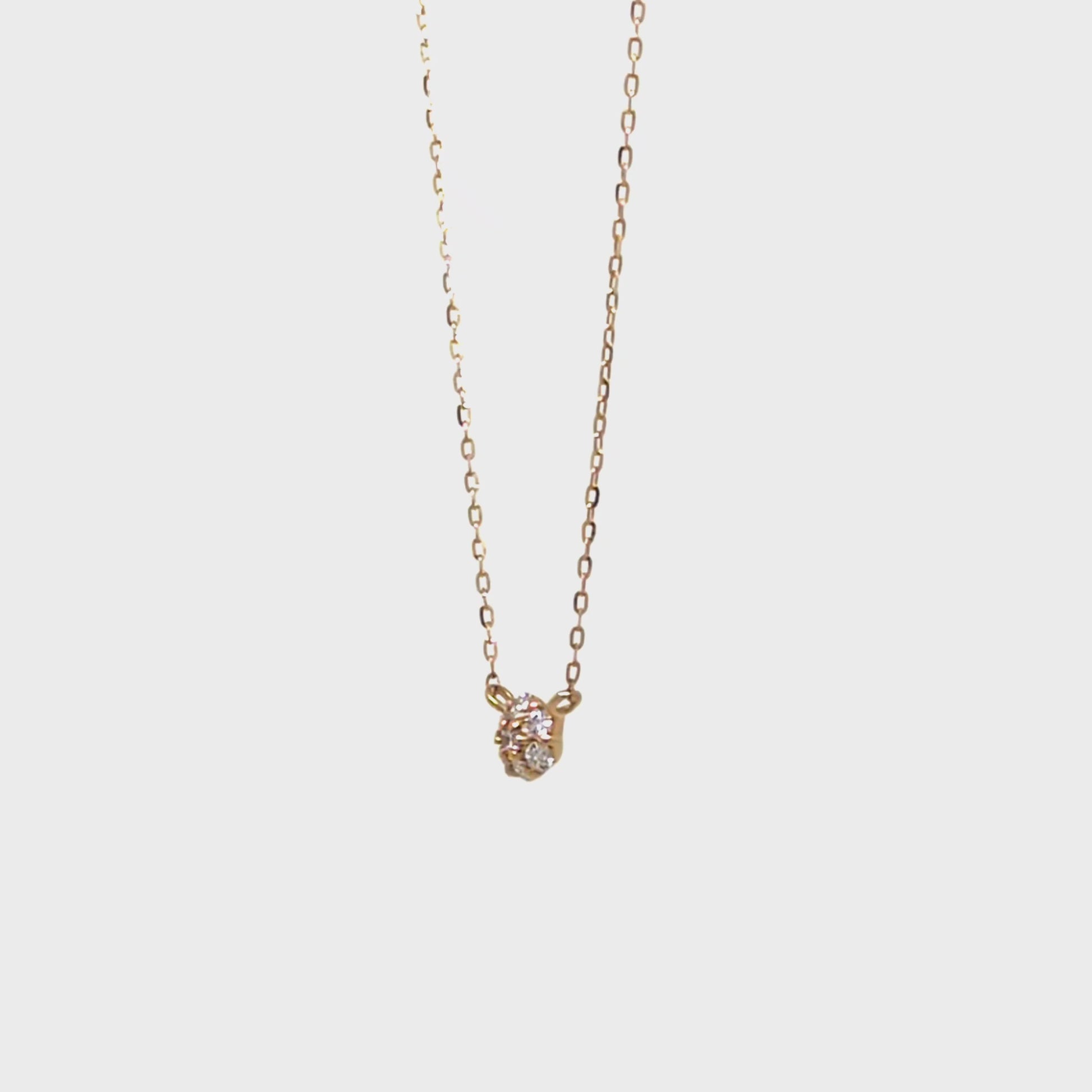 18K Diamond Flower Pave Necklace M (Yellow Gold) - Product Video