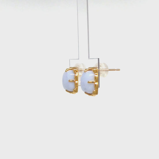 925 Sterling Silver / 10K Fluffy Cloud Blue Lace Agate Earrings - Product Video