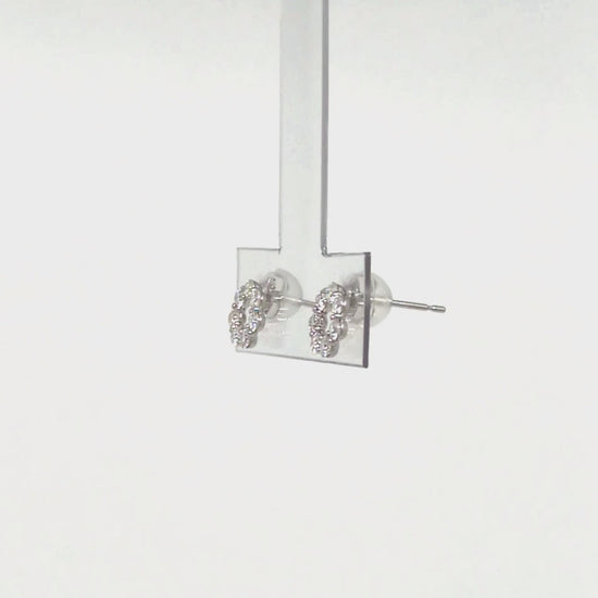 14K/10K Moissanite Circle Flower Earrings (White Gold) - Product Video