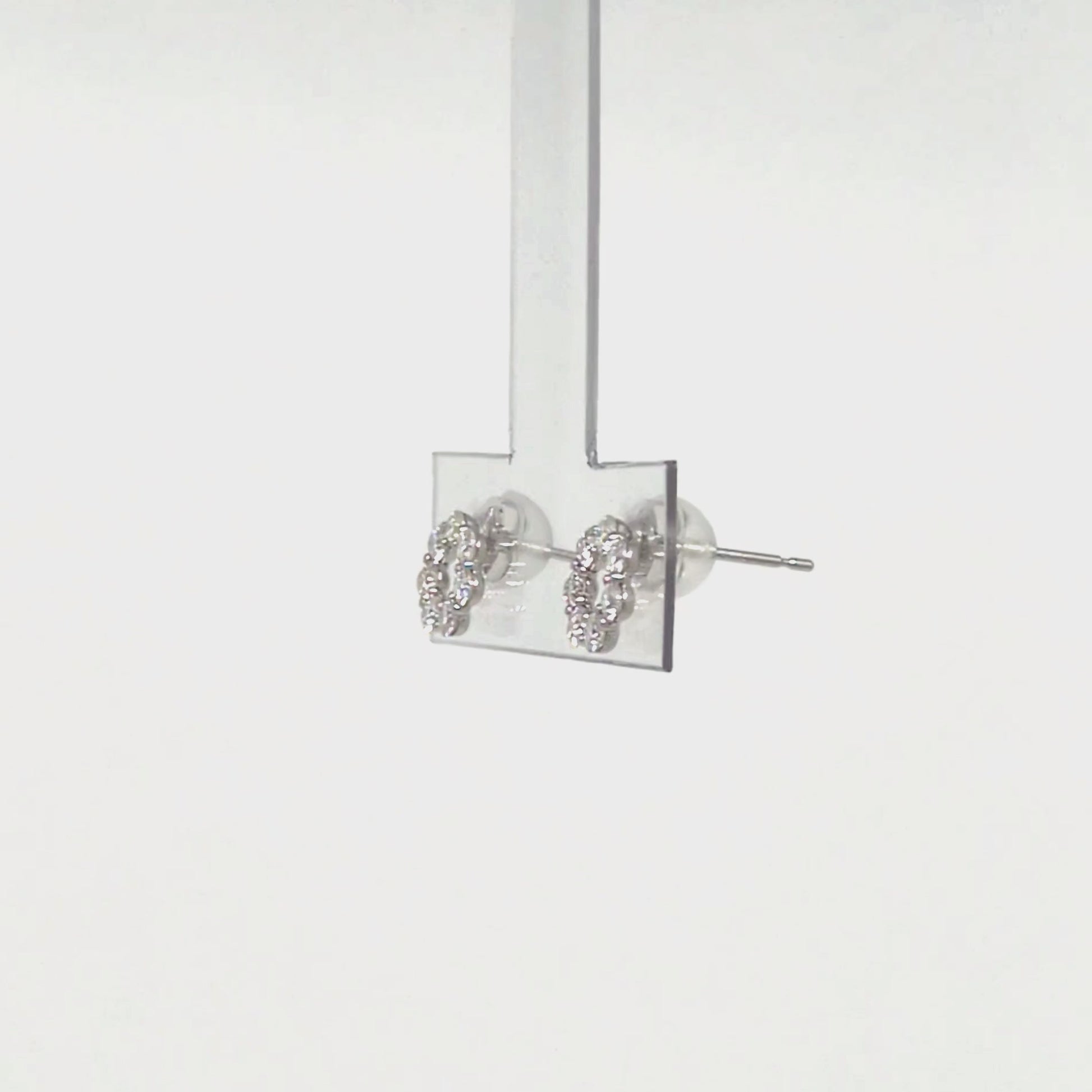 14K/10K Moissanite Circle Flower Earrings (White Gold) - Product Video