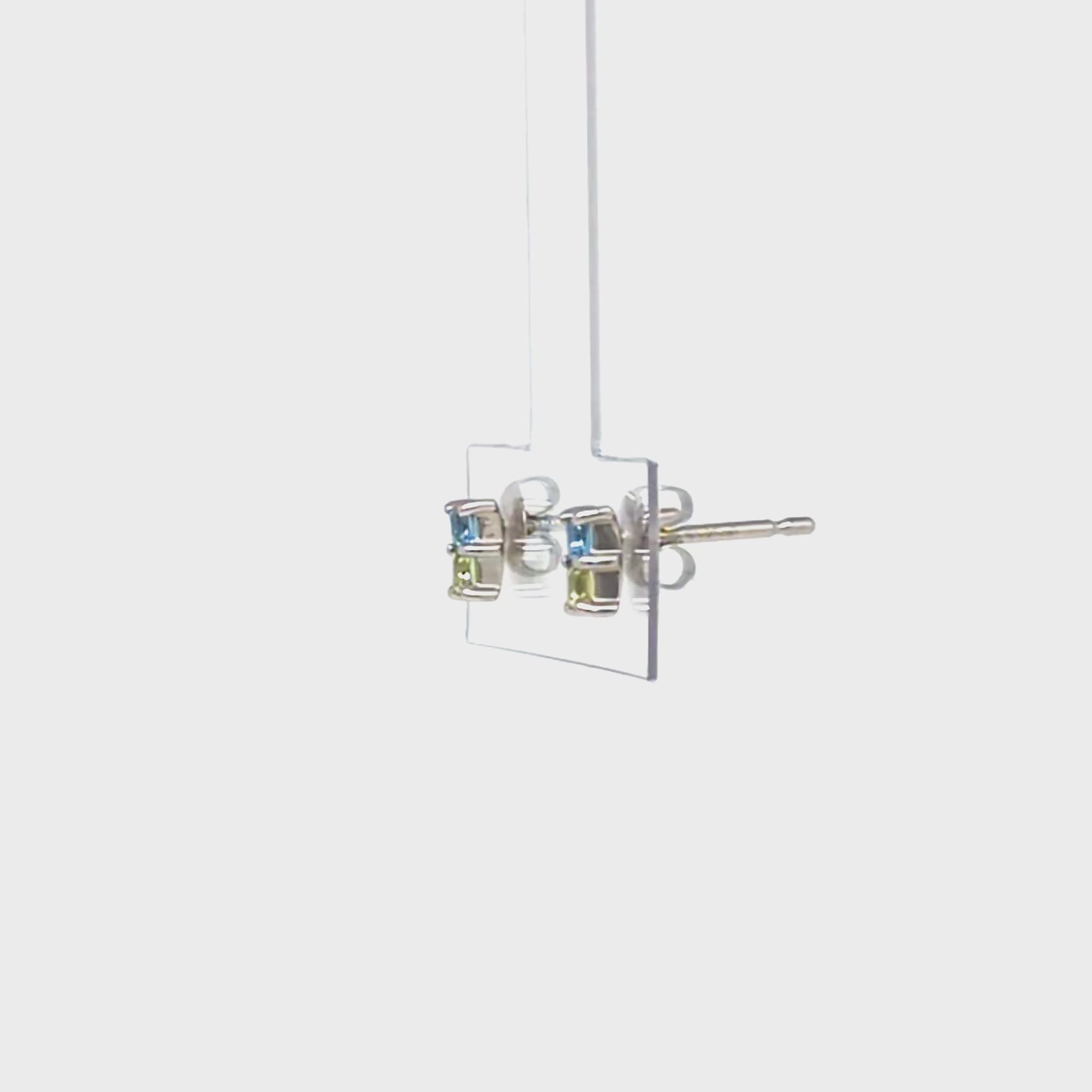 [Second Earrings] Platinum Blue Topaz x Peridot Earrings - Product Video