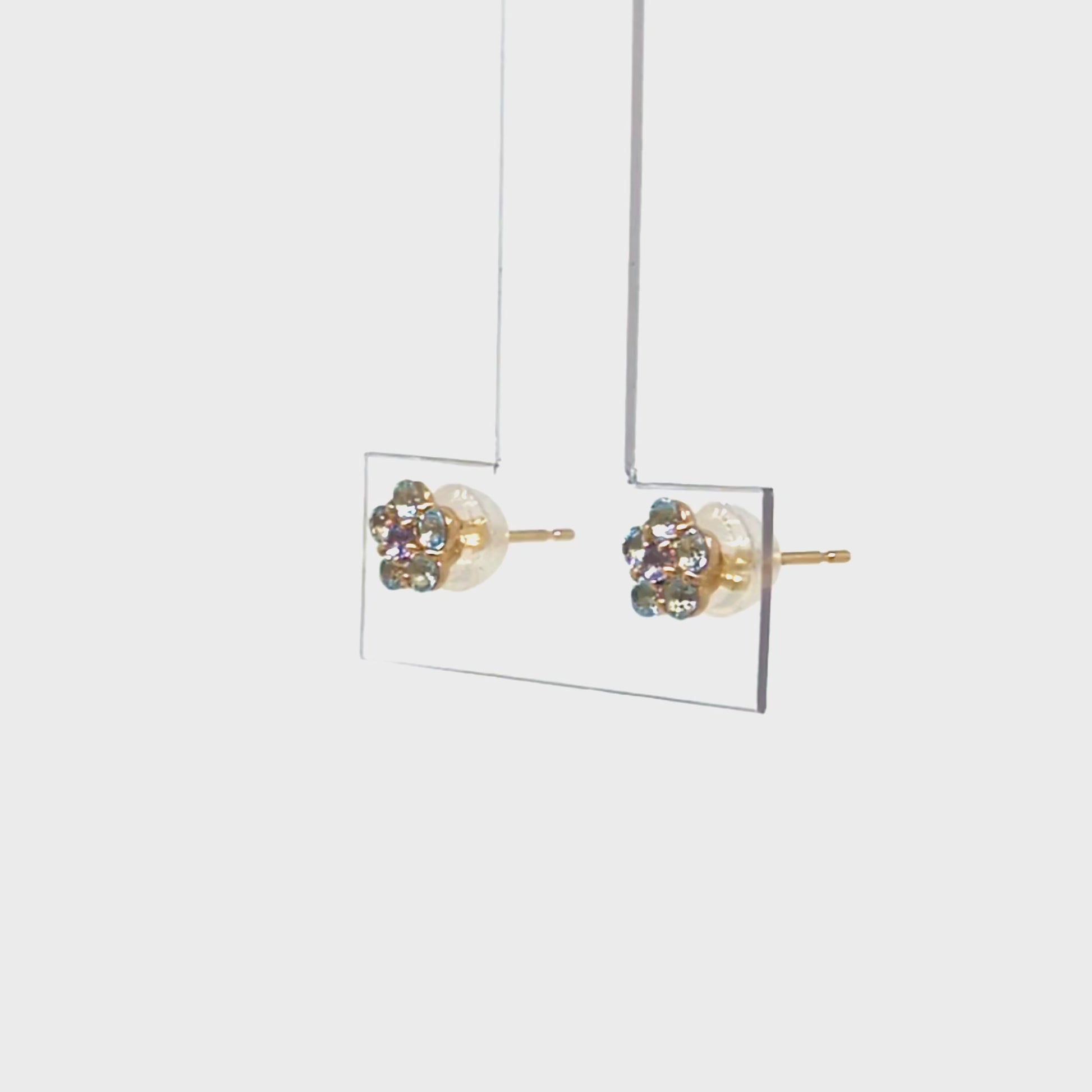 18K/10K Blue Topaz Earrings [Pansy] (Yellow Gold) - Product Video