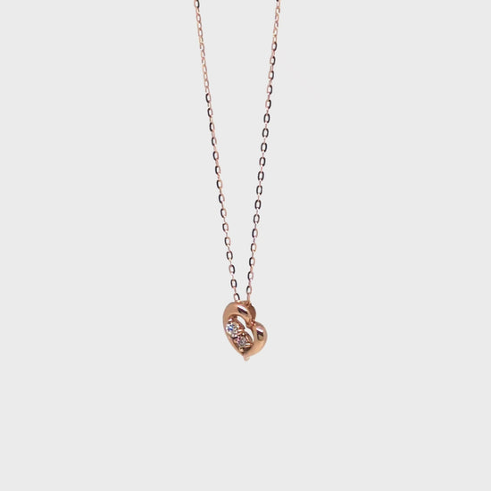 [WEB Exclusive] 10K Diamond Heart Necklace (Rose Gold) - Product Video