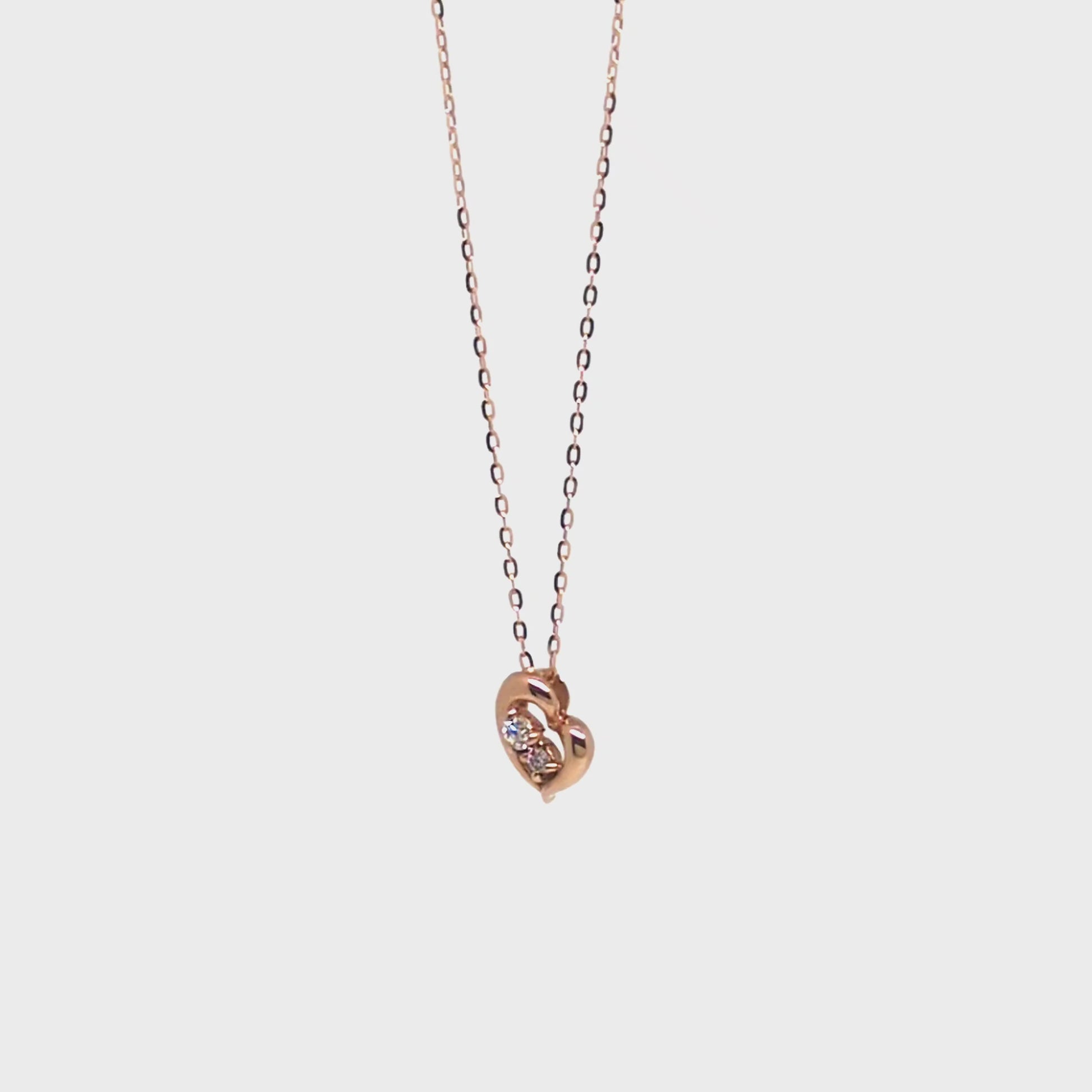 [WEB Exclusive] 10K Diamond Heart Necklace (Rose Gold) - Product Video