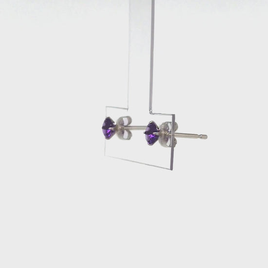 [Second Earrings] Platinum Amethyst Earrings [4mm] - Product Video