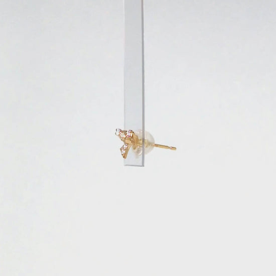 [Solo Earring] 18K/10K Moissanite Ribbon Single Earring (Yellow Gold) - Product Video