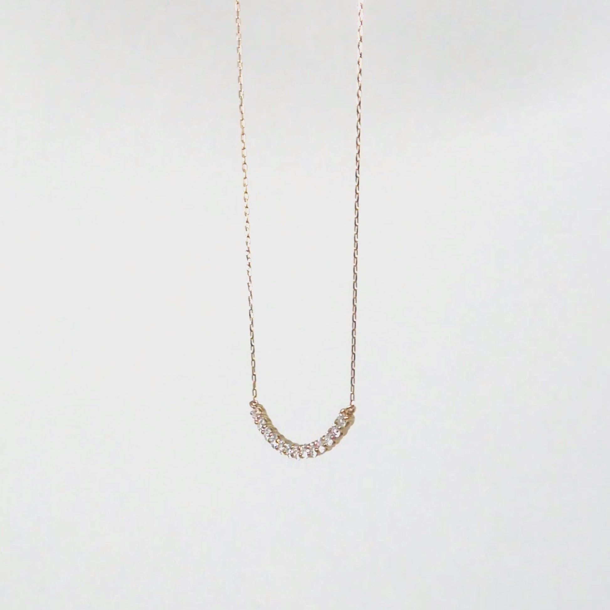 10K Moissanite Melee Decollete Line Necklace (Yellow Gold) - Product Video