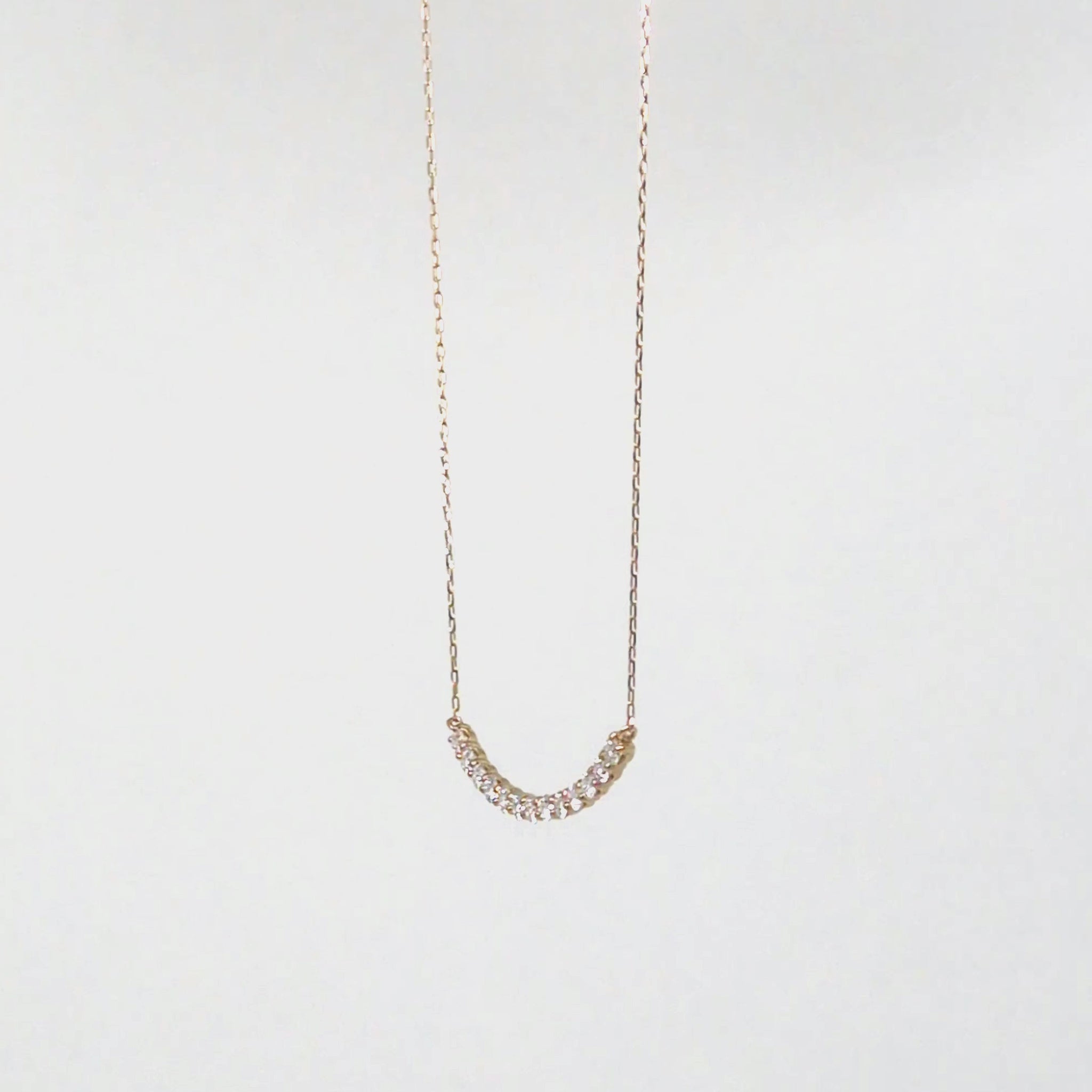 10K Moissanite Melee Decollete Line Necklace (Yellow Gold) - Product Video