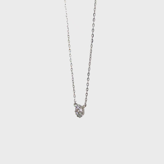 Platinum Diamond Flower Pave Necklace M - Product Video