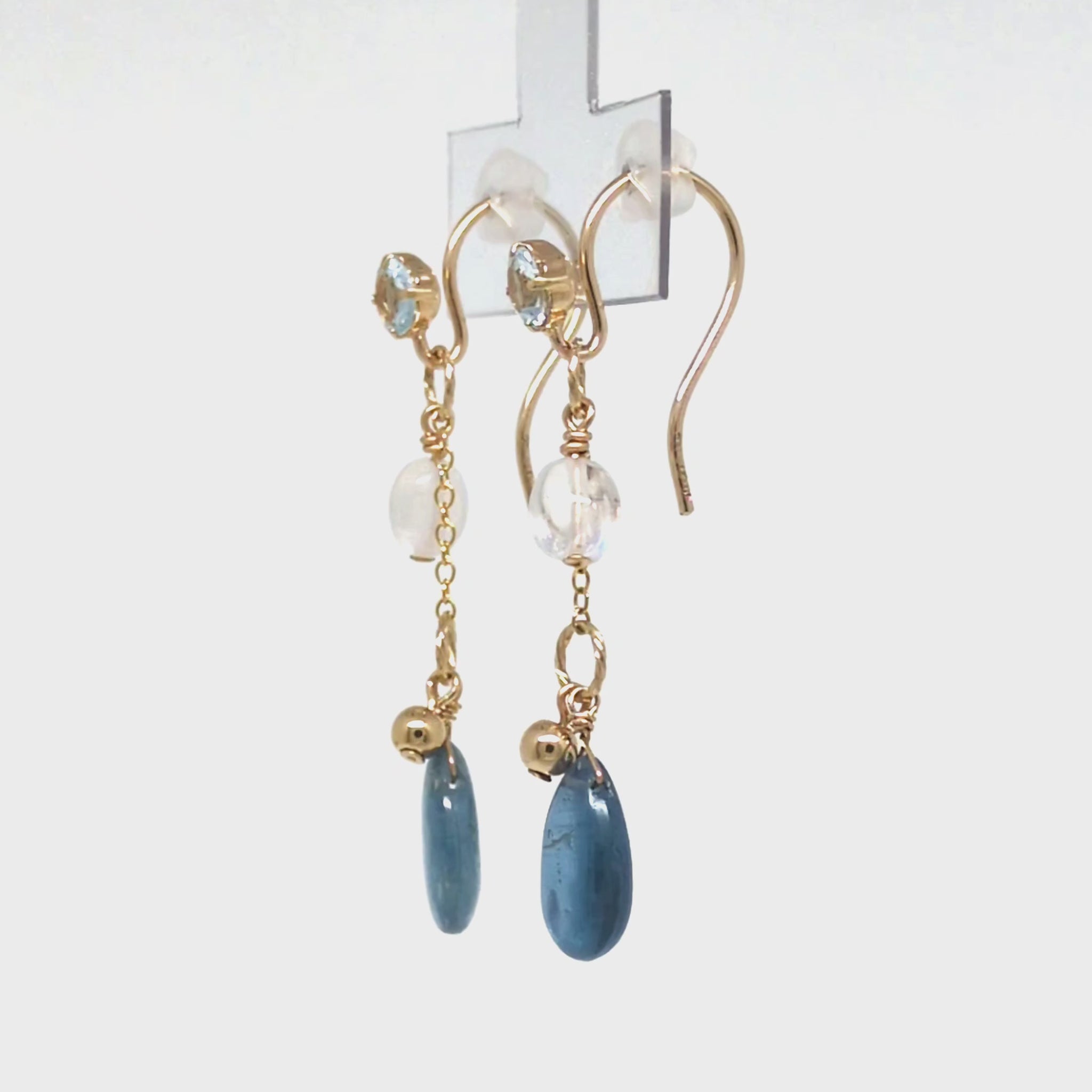 [Palette] Gold Filled Kyanite Charm Set Earrings [Radiance] (Large Link) - Product Video