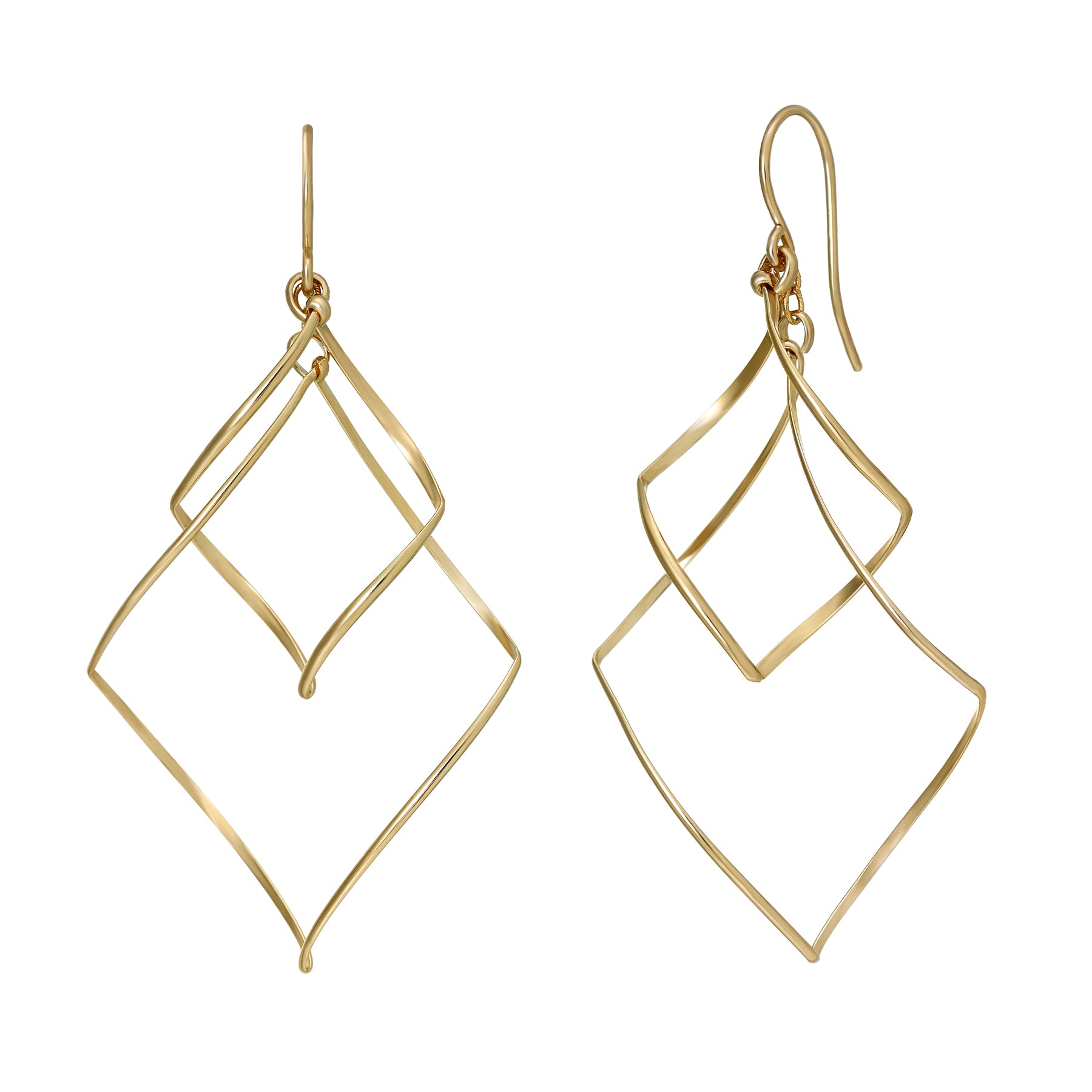 Gold Filled Double Rhombus Wire Earrings - Product Image