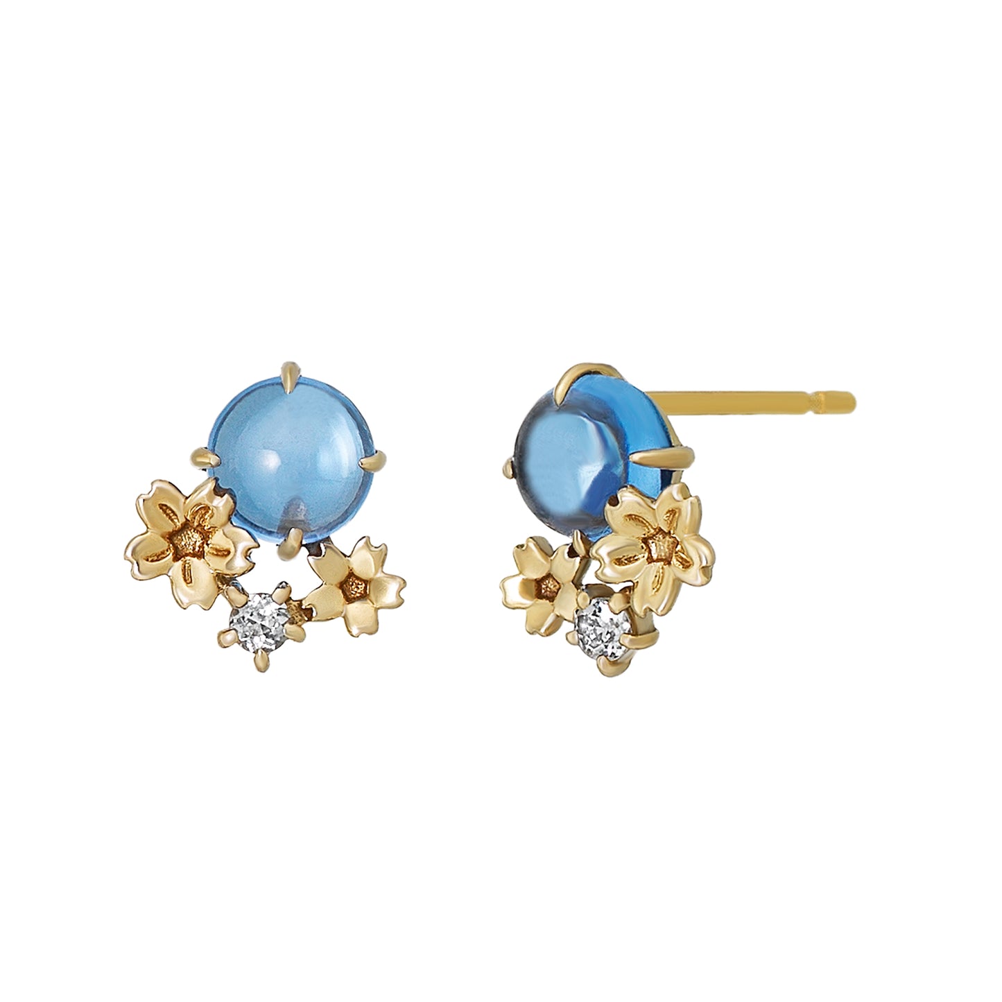 [Birth Flower Jewelry] March Forget-me-not Earrings (Yellow Gold) - Product Image