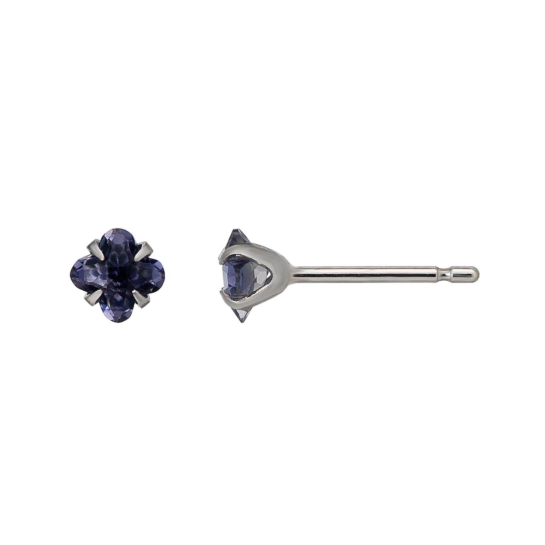 [Second Earrings] Platinum Lily Cut Iolite Earrings - Product Image