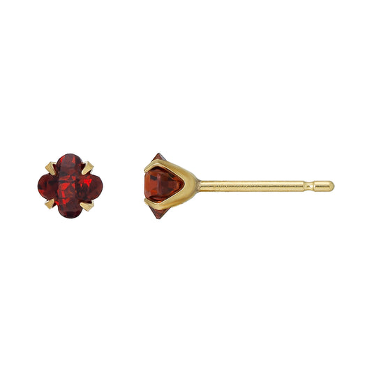 [Second Earrings] 18K Yellow Gold Lily-Cut Garnet Earrings - Product Image