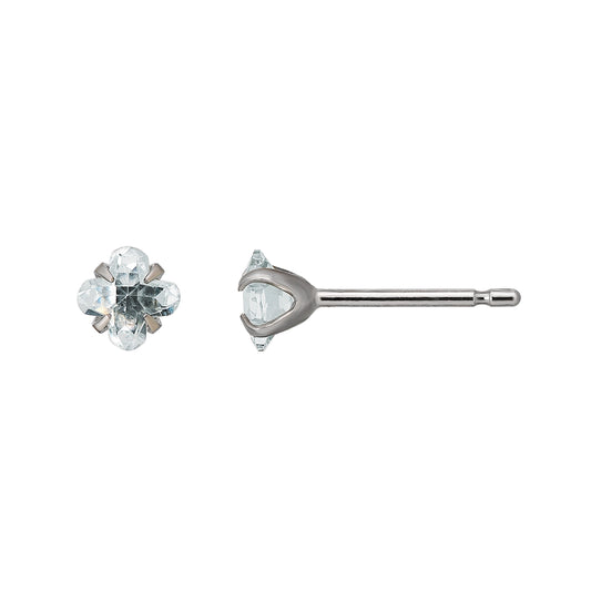 [Second Earrings] Platinum Lily Cut Aquamarine Earrings - Product Image