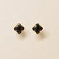 [Second Earrings] 18K Yellow Gold Lily-Cut Onyx Earrings - Product Image