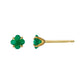 [Second Earrings] 18K Yellow Gold Lily Cut Green Agate Earrings - Product Image