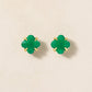 [Second Earrings] 18K Yellow Gold Lily Cut Green Agate Earrings - Product Image