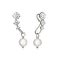 [Airy Clip-On Earrings] Swinging Pearl Earrings (10K White Gold) - Product Image
